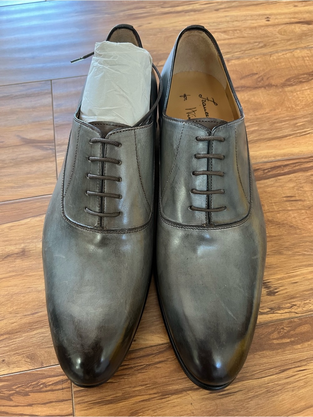 Men's Grey Leather Oxford Dress Shoes